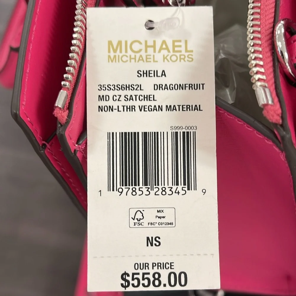 Michaela Kors Sheila Medium Faux Saffiano Leather Satchel
Dragonfruit
NWT - Picture 10 of 16